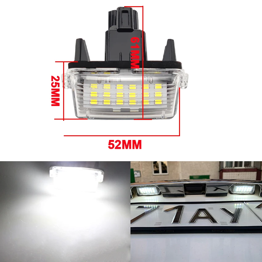 2Pcs LED License Number Plate Light Lamps For Toyota Camry Avalon Auris E18 Vios Esquire Esquire EZ Noah Proace City SAI