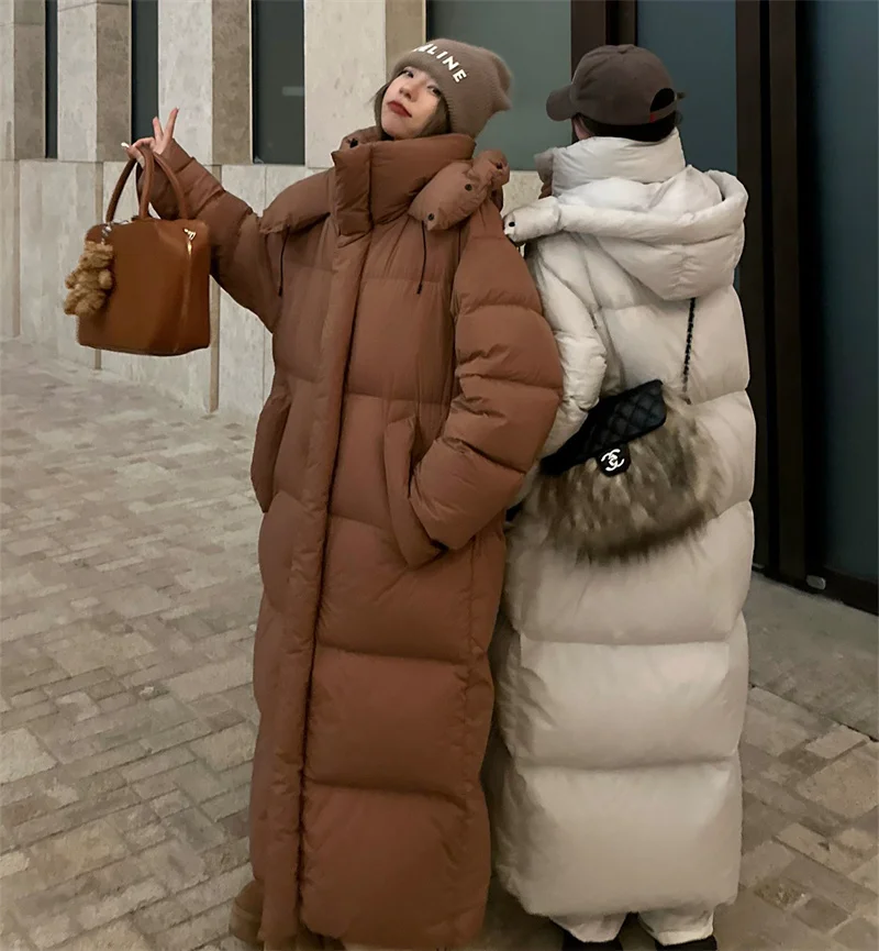 Пуховики Winter Thicken Warm Women Parkas Outwear Hooded Coat 2024 New Long Down Jacket Korean Loose Cotton Coat Ins 여성 겨울코트