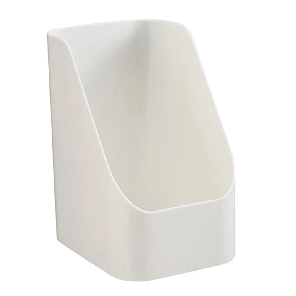 PP Makeup Brush Holder Trapezoid Shape Multipurpose Cosmetic Storage Bin Space Saving White Storage Box Vanity Table