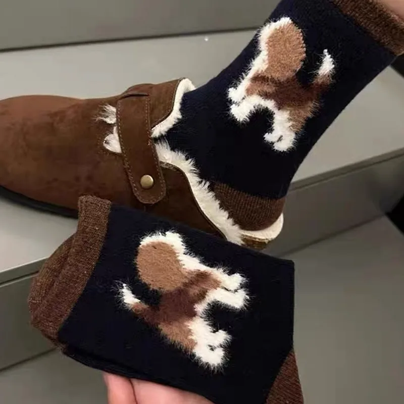 موضة Kawaii الكلب الجوارب شتاء دافئ الكرتون لطيف هزلي الحيوان منتصف أنبوب جوارب للنساء الفتيات المنزل النوم Sockings بالجملة #6