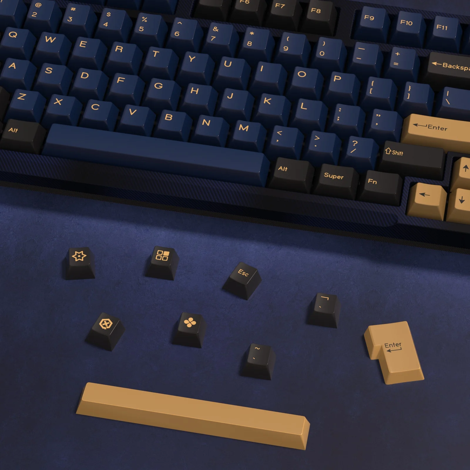 Imagem -04 - Kbdiy-gmk Samurai Azul Keycap Perfil Cereja Tiro Duplo Pbt Iso Keycaps para Gamer Kit de Teclado Mecânico Gaming Point