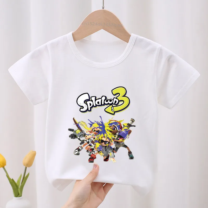 

Hot Game Splatoon 3 Octolings Splatlands Print Kids T-shirt Children's Clothes Summer Cartoon Baby Girls Clothing Boys T shirt