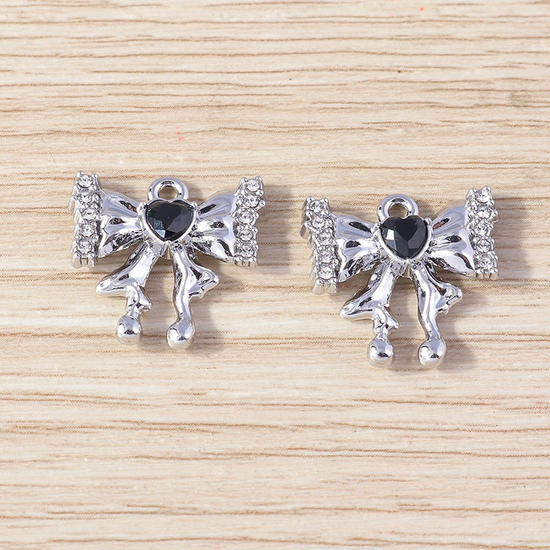 Tusember 4 Stück Metall-Bogenanhänger mit Schleife für die Schmuckherstellung, Ohrringe, Halsketten, Armbänder, Zubehör, DIY-Bastelbedarf – Detail 3