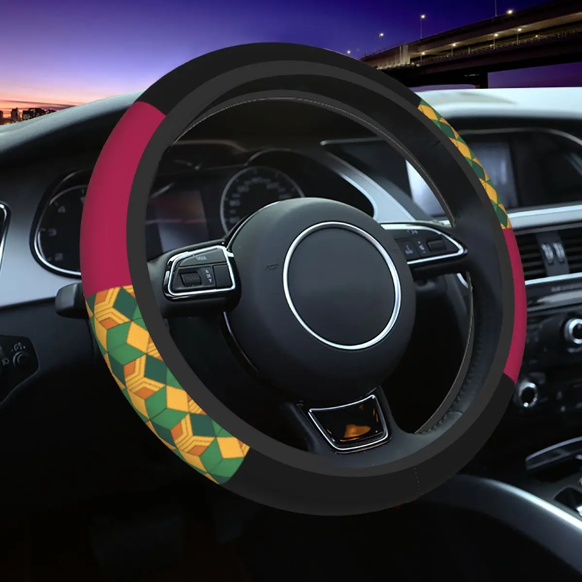 Couvre-volant de voiture antidérapant Demon Slayer, 38cm, Kimetsu No Yaiba, décoration automobile Anime, accessoires colorés pour volant