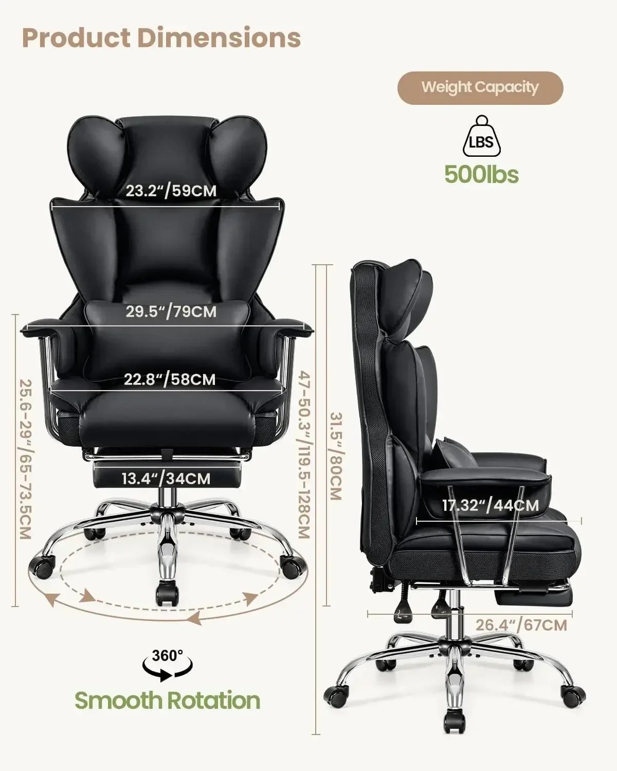 [New Arrival, Buy Now!]Office Desk Chair, Executive Office Chair,Leather Computer Chair, Ergonomic Reclining Chair High Back Lum