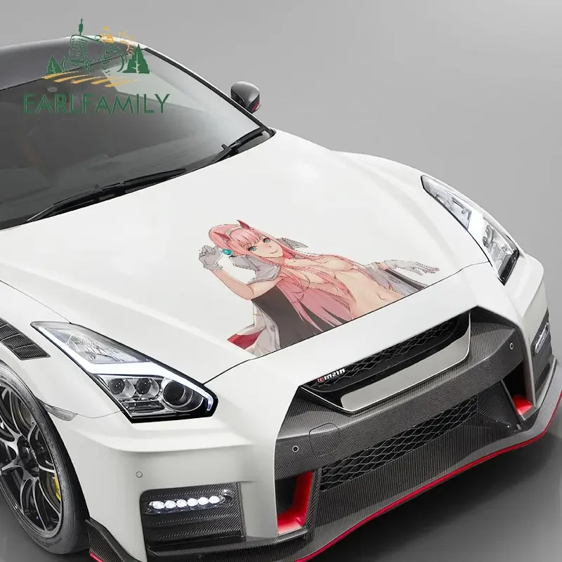 EARLFAMILY 43cm X 28.7cm Cool Big Car Stickers for 02 Zero Two Anime Sexy Decals Vinyl Car Whole Body Decor Car Styling Cute