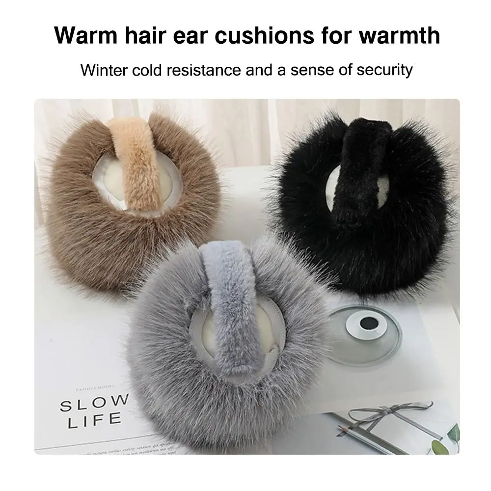 Fashion Comfortable Winter Earmuffs Windproof Foldable Plush Ear Covers Solid Color Women Men Ear Warmer for Cold Weather