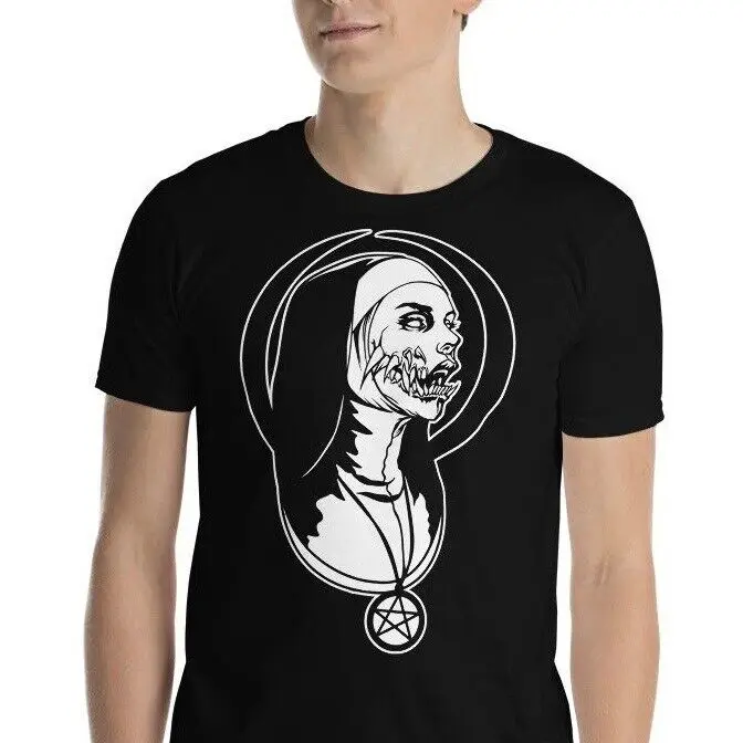 Demonic  Evil Possessed Nun Pentagram Short-Sleeve Unisex T-Shirt High Quality 100%Cotton Short Sleeve