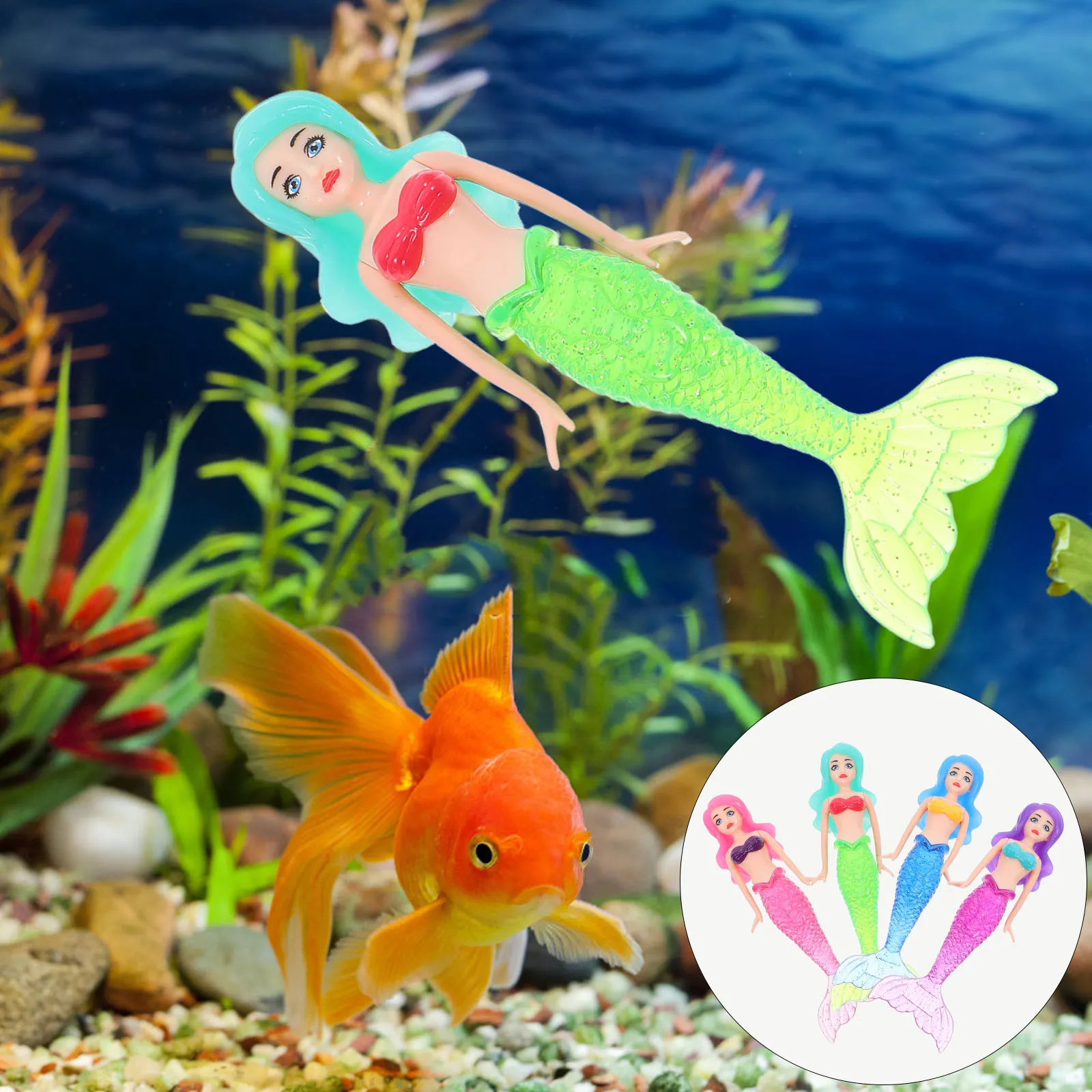 ของเล่นนางเงือกลอยน้ำ 4 ชิ้น สำหรับเด็ก สระว่ายน้ำ ดำน้ำ แหวนเด็กผู้หญิง
