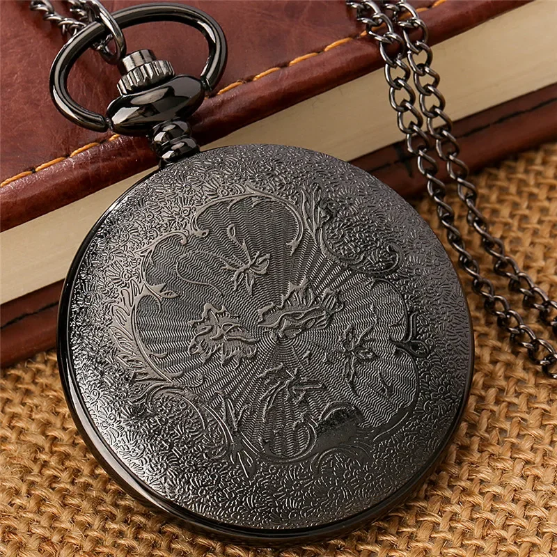 خمر نمط الذهبي الراعي الألماني الكلب تصميم الرجال النساء حركة كوارتز ساعة جيب الرقم الروماني سلسلة بدلاية ساعة