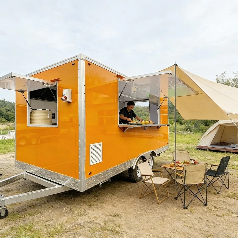 Multifunctional Food Trailer Full Kitchen for Burgers Pizzas Drinks Commercial Mobile Street Vending Cart Catering Trailer