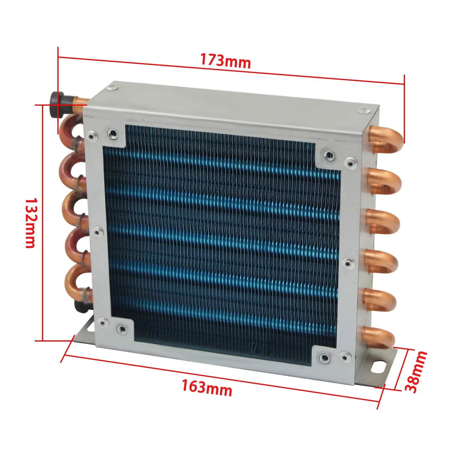 Small Shell condenser Radiator Refrigerator Freezer Water-Cooled Aluminum Fin and Copper Tube Heat Exchanger with Fan 173*132*38