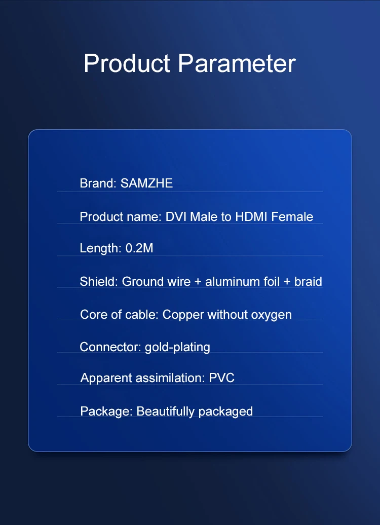 SAMZHE HDMI-kompatibel DVI Kabel DVI Stecker auf HDMI Buchse Adapter 1080P für HDTV DVD Projektor PlayStation 4 PS4/3 TV BOX – Detail 9