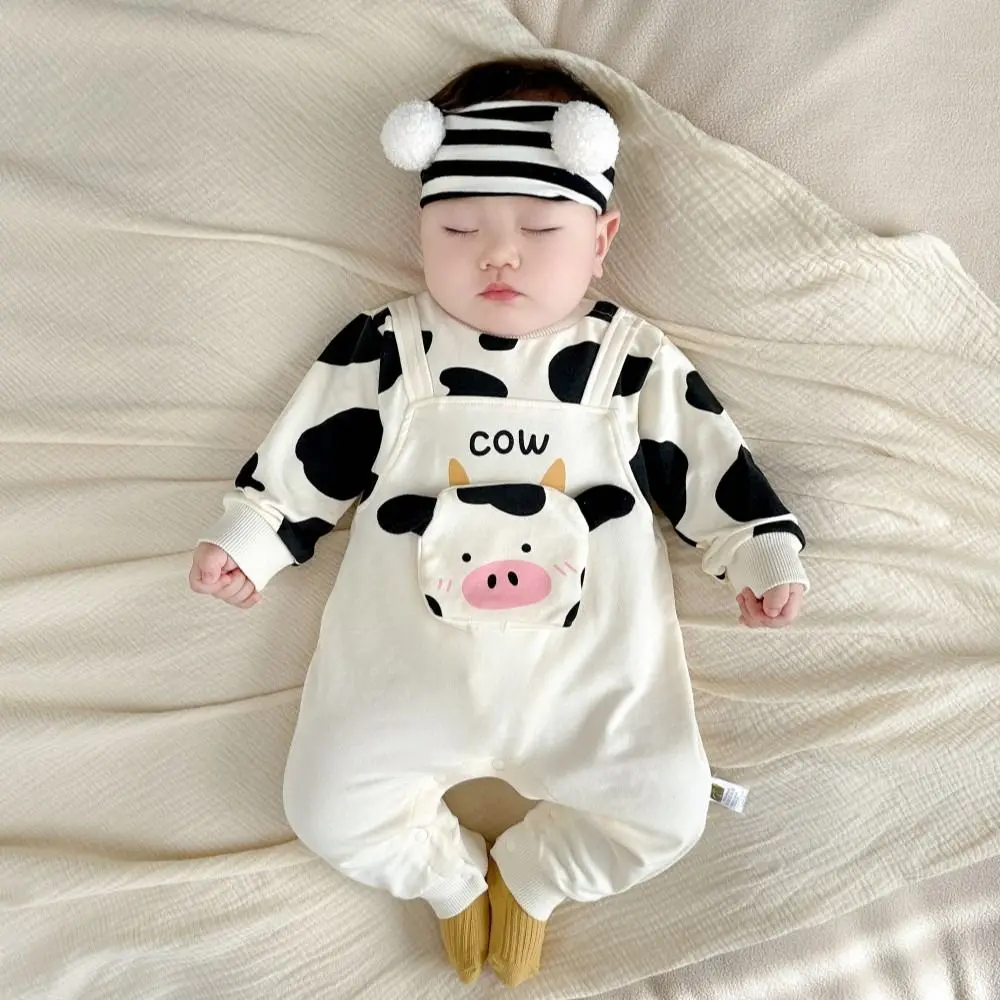 

Kids Fashion Long Pants Cow Baby Romper Infant Casual Outfit Newborn Jumpsuit Soft Cotton Trousers Climb Bodysuit Boy Girl
