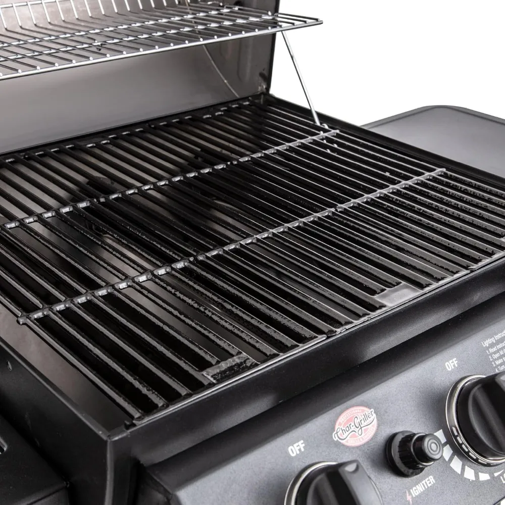 Imagem -03 - Propane Gás Grill em Preto Grelhas de Ferro Fundido Racks de Aquecimento 630 Polegadas Quadradas com 40.800 Btu Entrega Gratuita 3-burner