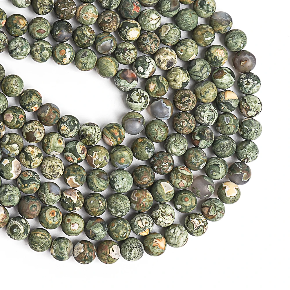 Natural Rhyolite Beads Strands Green Round Loose Beads For Jewelry Making DIY Bracelet Accessories 4/6/8/10MM