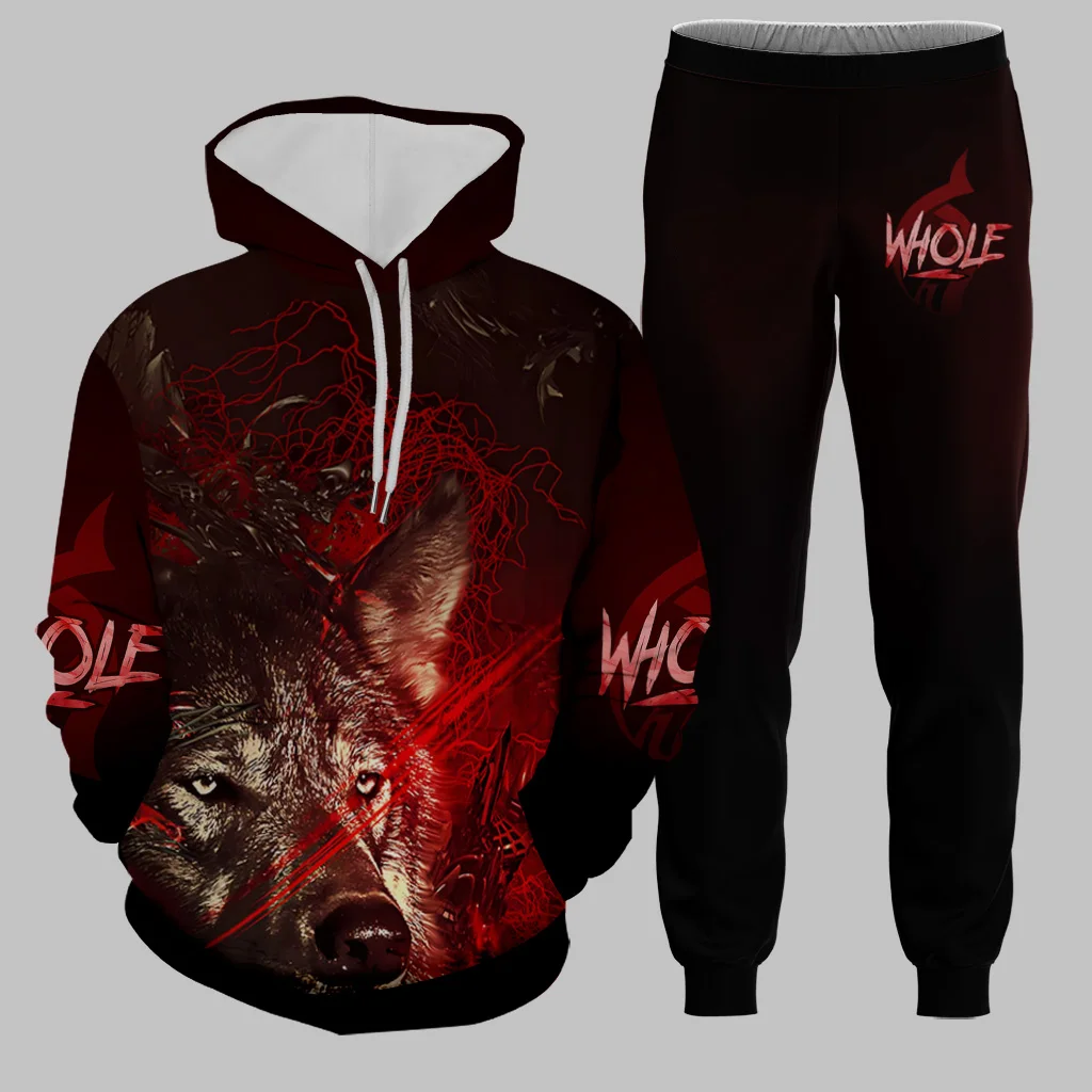 Autumn Animal Wolf 3D Printed Hoodie Suit Men Sweatshirts Sweatpants Casual Fashion Two Piece Tracksuit Set Men's Clothing