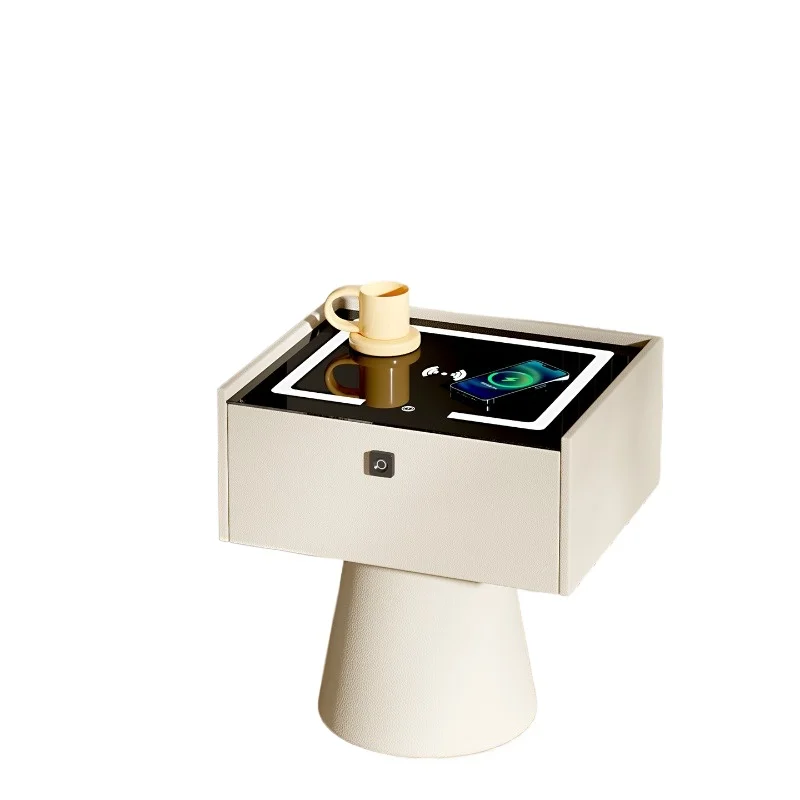 

Умная прикроватная тумбочка Шкаф для хранения из массива дерева Многофункциональный перезаряжаемый шкафчик с замком отпечатков пальцев Безопасный