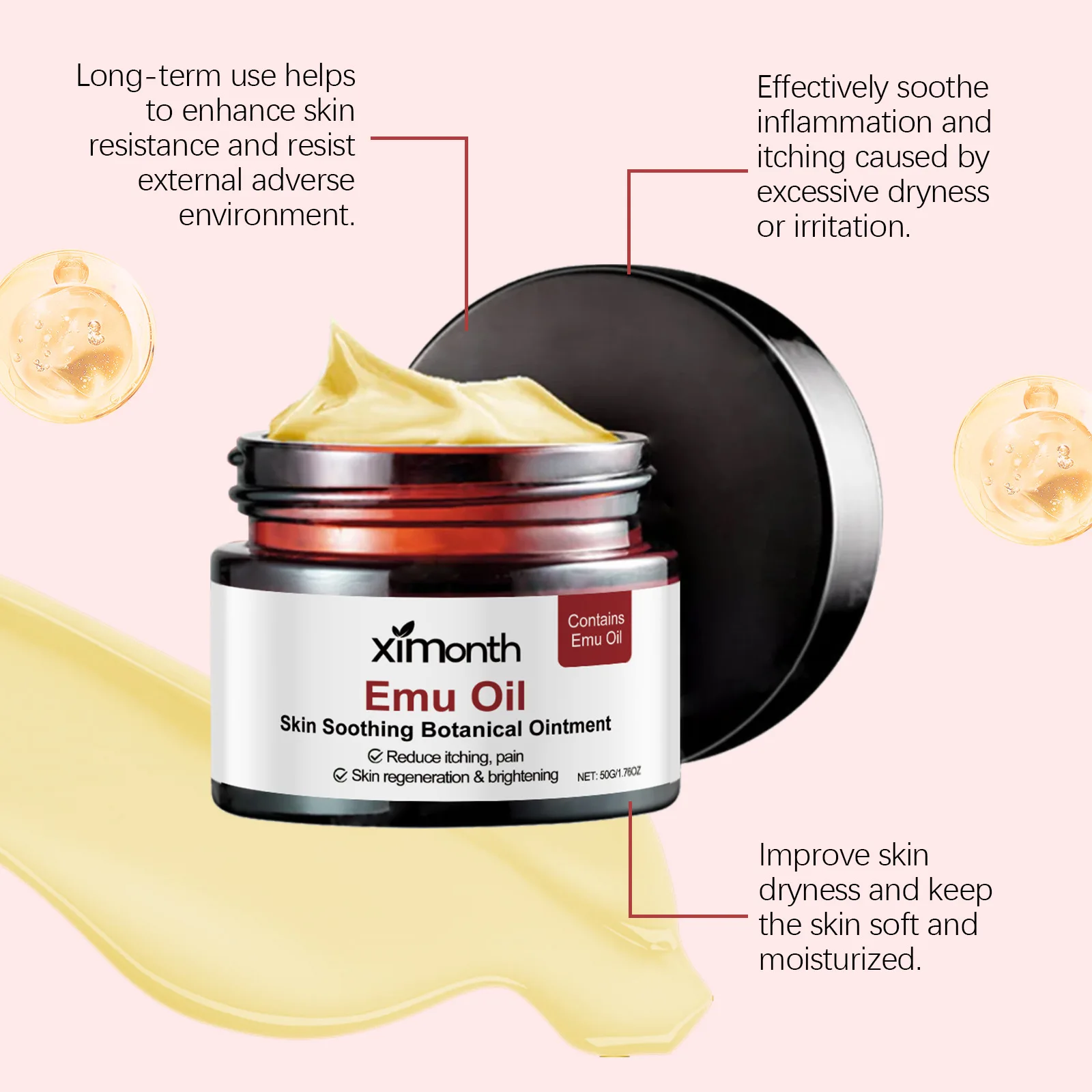 Ximonth Emu Oil Skin Cream Repair Rough Body Skin Nourish Enhance Skin Barrier Moisturize Gentle Effective Body Skin Care Creams