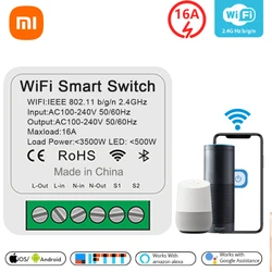 Xiaomi Wifi 16A MINI Smart Switch moduli di controllo fai da te a 2 vie APP Timer di controllo remoto Wireless funziona con Alexa Google Home