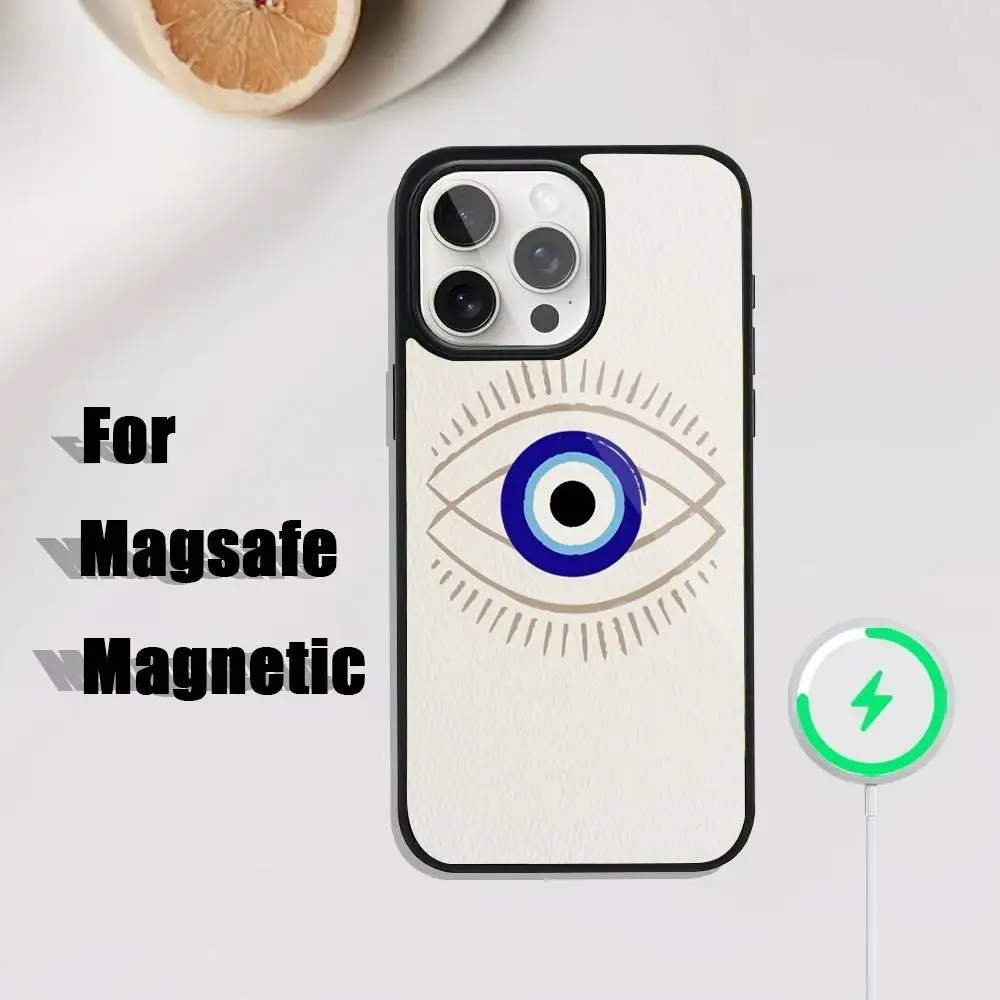 Lucky Blue Evil Eye Phone Case For iPhone 17,16,15,14,13,12,11,Pro,Max,Plus,Mini,SE4,E Magnetic Magsafe Wireless Charging