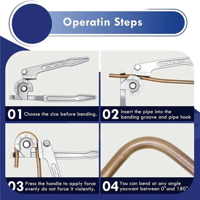 NEW HOT In Stock-Copper Aluminium Brass Pipe Bender 6 8 10 Mm 0-180° Multifunctional Bending Tool Pliers AC Pipe Bender Metric