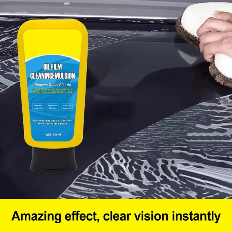 Glass Oil Film Remover Paste Glass Grease Water Stain Cleaner Windshield Polisher Remove Heavy Spots Clear Vision Glaoilmov