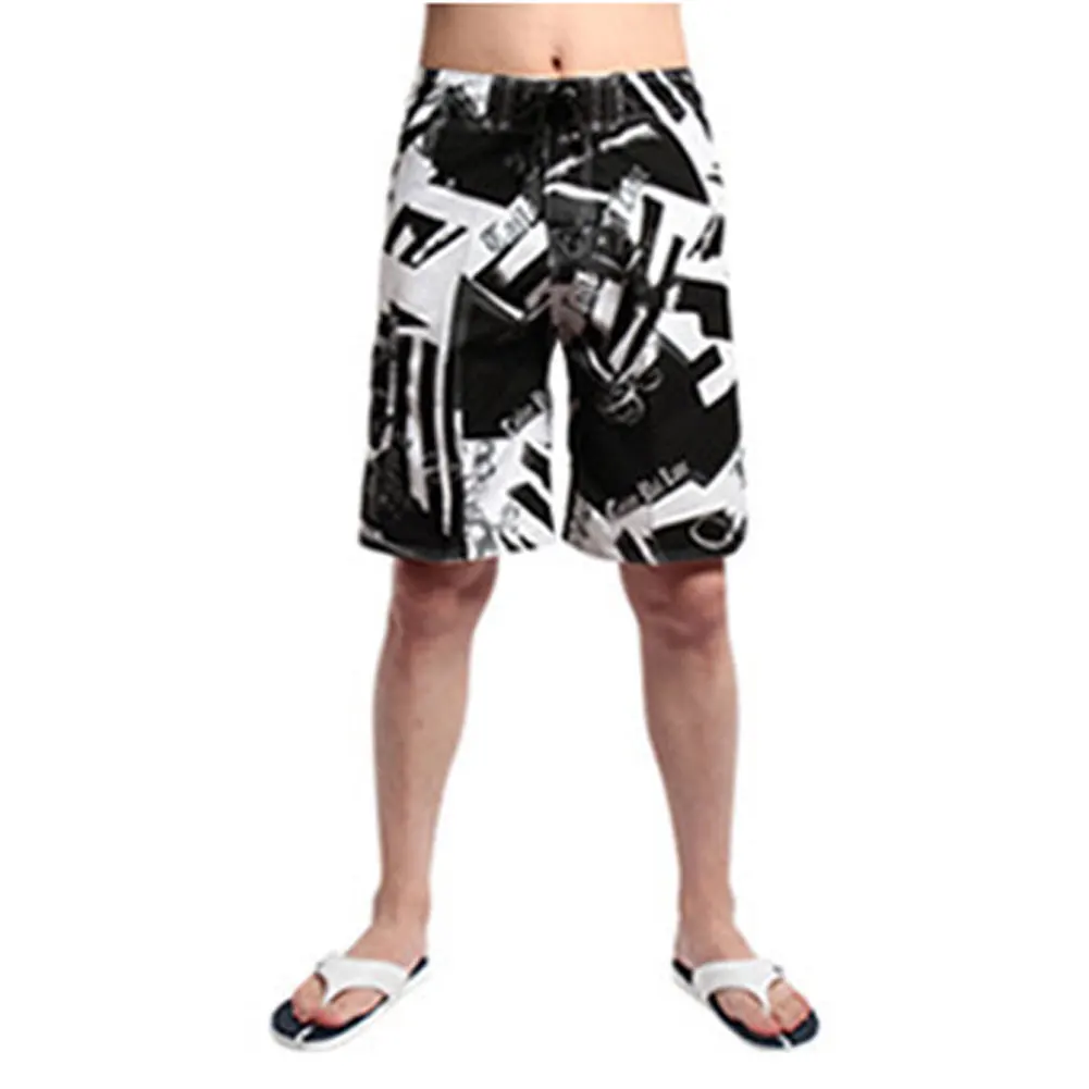 Pantalones cortos de surf estampados con cintura elástica hombre