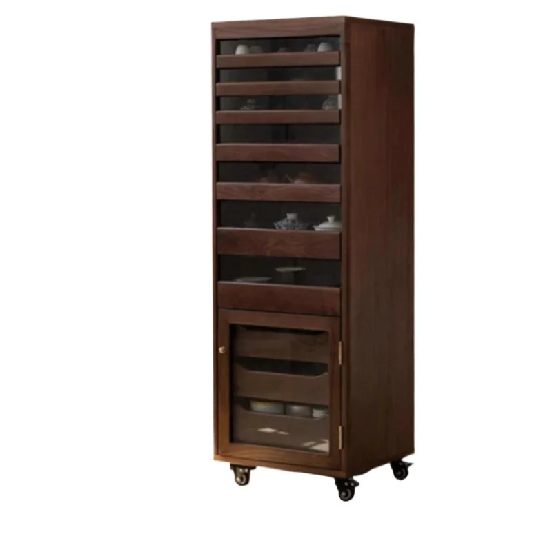 

Modern simple side sofa black walnut tea set, jewelry cultural play storage cabinet, tea bowl complete furniture
