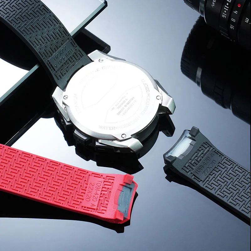 New Silicone Watch Strap For Tissot 1853 Tengzhi T091 Solar T-touch Touchscreen Watch Rubber Strap Folding Buckle 22mm