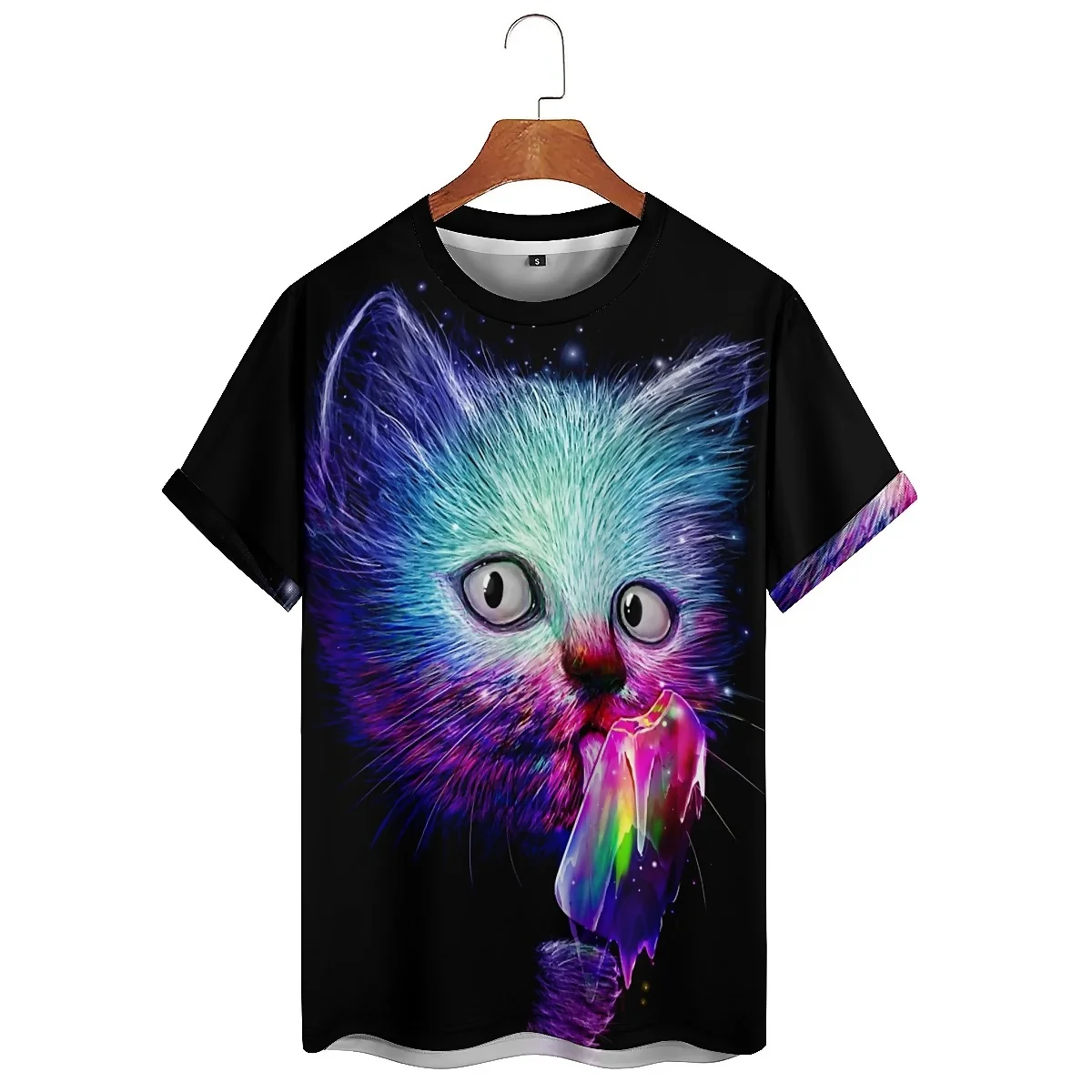 Geometric Abstract Men's 3D Print Short-sleeved T-shirt, Smooth Fabric, Unisex Printed Short-sleeved Men's Couple's T-shirt Tops