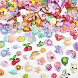 Random Mixed Cartoon Lollipop Ice-cream Rinbow Nail Decorations Cute Rabbit Bear Animal Resin Nail Art Charms Accessories DIY