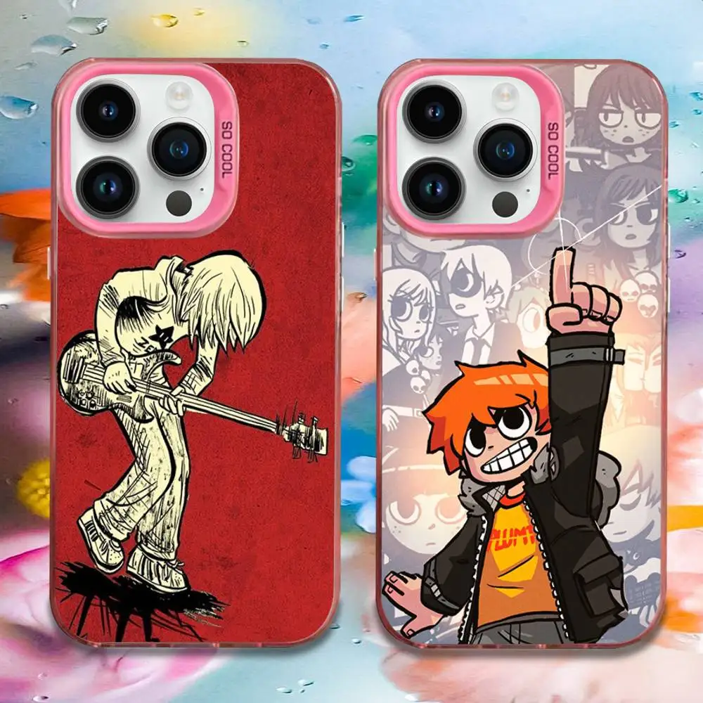

Cartoon Scott Pilgrim Phone Case For iPhone 16,15,14,13,12,11,Mini,Pro,E,MAX Pink Candy Matte Shockproof Cover