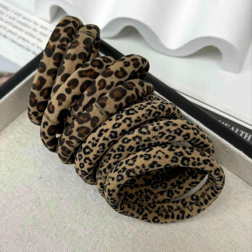 

5pcs Leopard Print High Elastic Headrope Daily Use Rope Accessories Ties High Elasticity Ponytail Holder Women Girls Rubber Band
