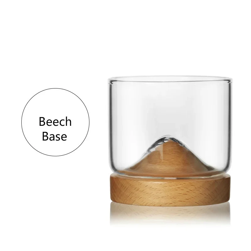 French Style Unique Design Hill Burning Mountain Crystal Spiegelau Whisky Tumbler With Wood Coaster Bar Wine Glass Liquor XO Cup