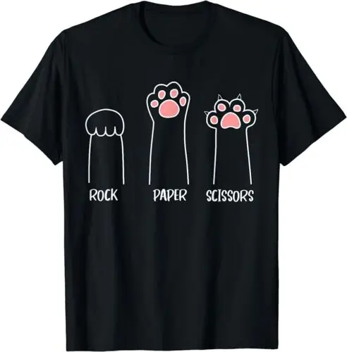 

NEW LIMITED Rock Paper Scissors Hand Game Cute Paw Funny Cat T-Shirt