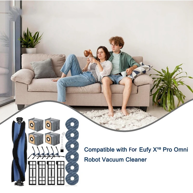 JDZD-For Eufy X10 Pro Omni مكنسة كهربائية فرشاة جانبية رئيسية مرشحات Hepa ممسحة أكياس الغبار القماش الملحقات