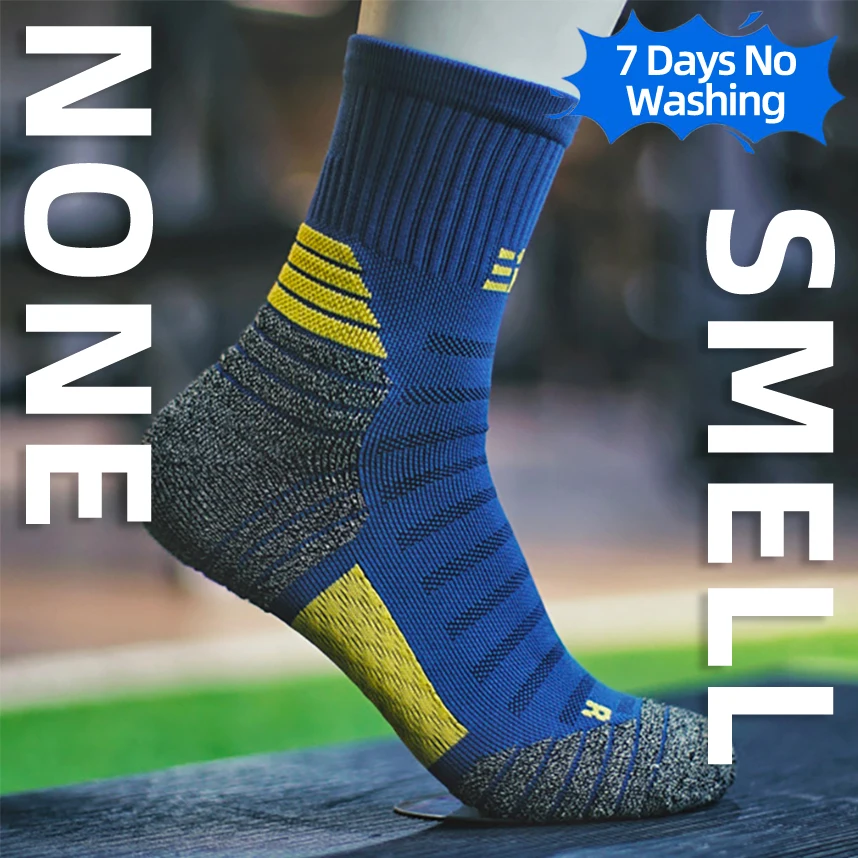 Professional Breathable Deodorant Antibacterial Sports Socks for Men Compression Non-Slip Cycling Running Basketball Sock Socks