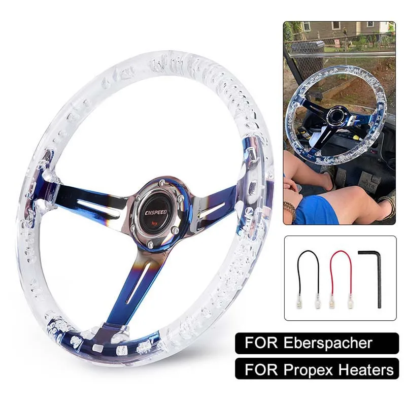 Car Steering Wheel 350Mm Acrylic Bubble Steering Wheel Car Tuning Accessories Compatible with Most Standard Wheel Adapters