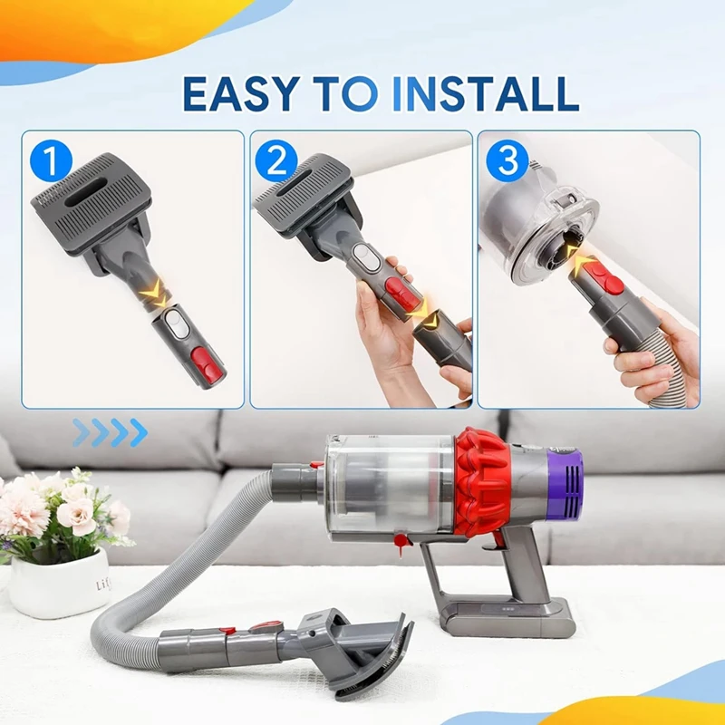 Kit de preparação para animais de estimação, para aspirador dyson v7 v8 v10 v11 v15, escova para cães de estimação, acessório de vácuo com mangueira de extensão e adaptador