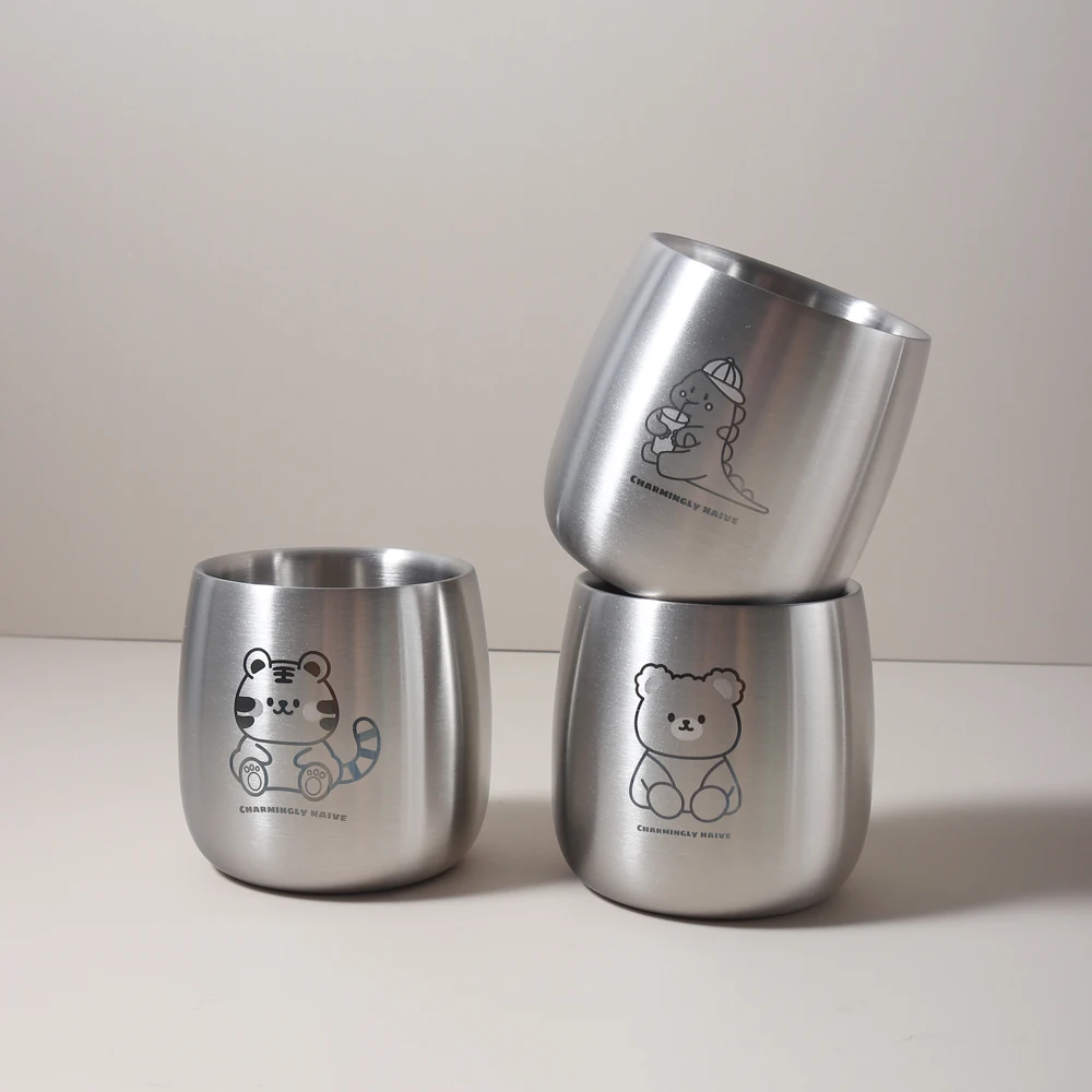 

stainless steel baby toddler training cup cute animal dinosaur tiger bear kid