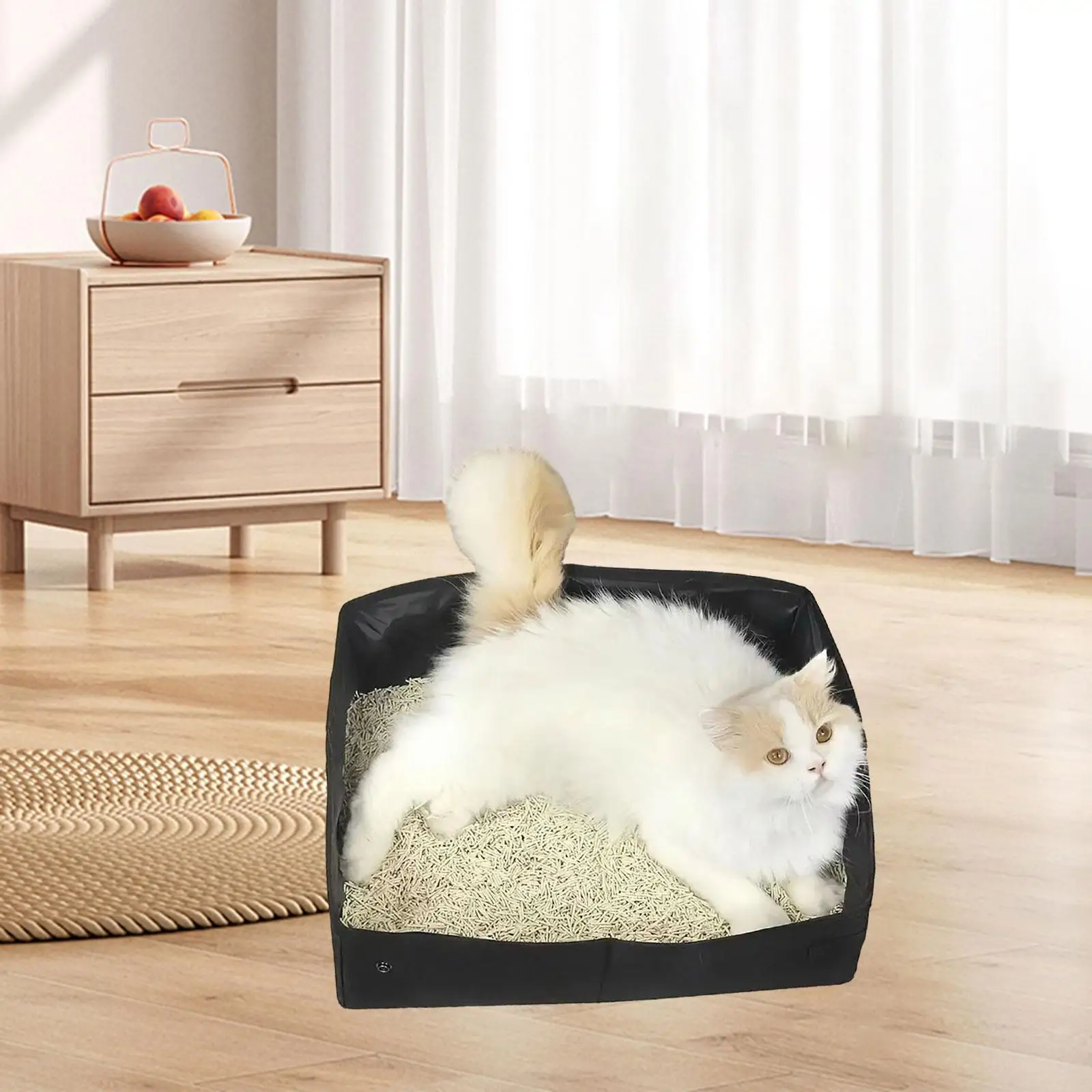 

Portable Litter Box Leakproof Foldable Toilet Tray for Airplane Outdoor Car
