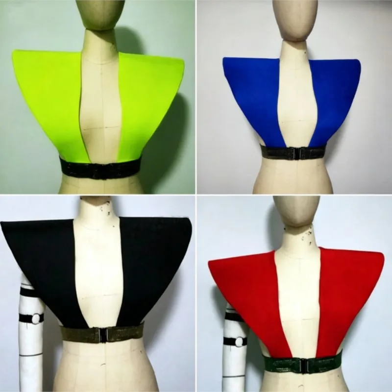 Red Black Vest Bar Stage Performance Accessories Waistcoat Ornament Male Women DJ Singer Dancer Dance Costume Shawl Shoulder
