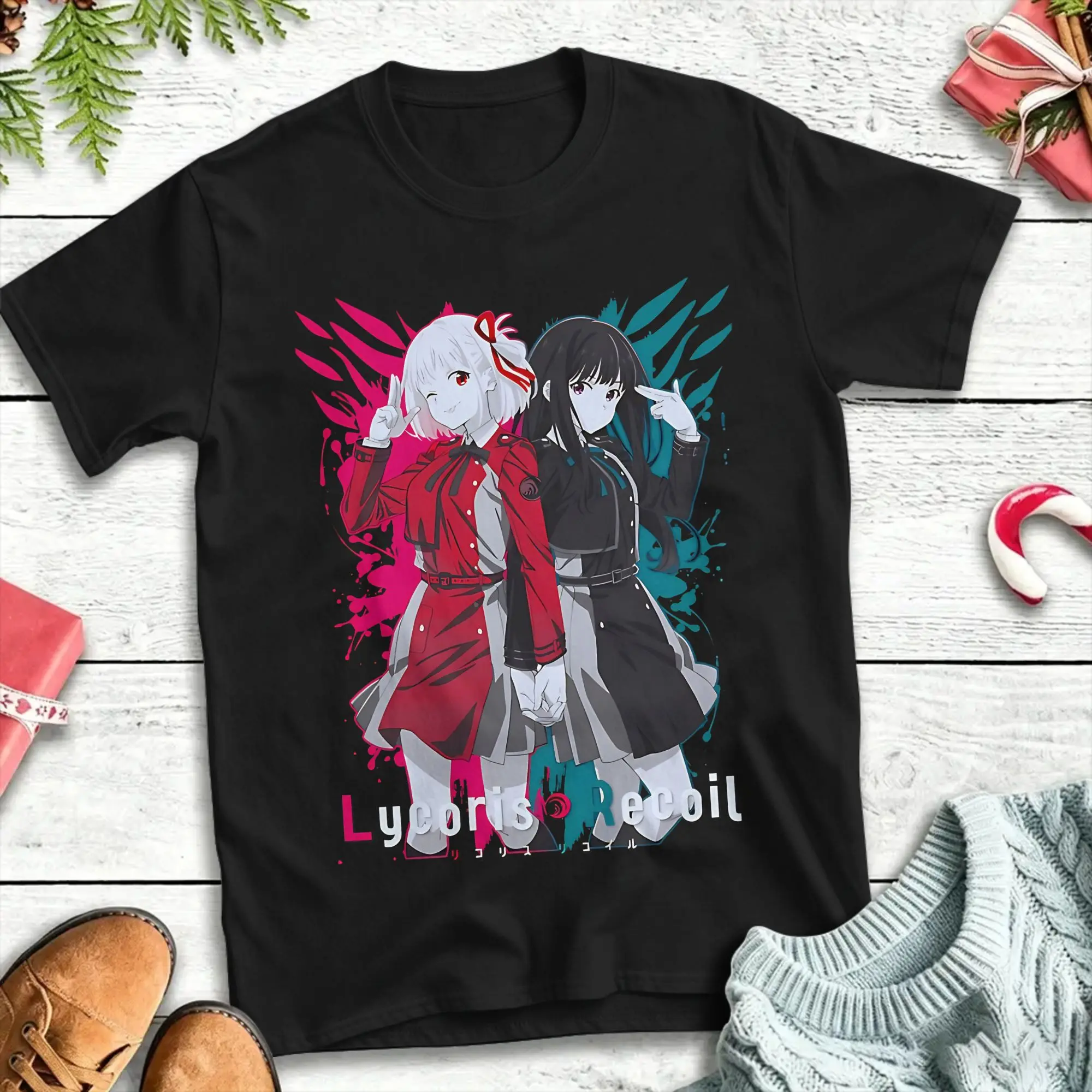Humorous Lycoris Recoil  T-Shirts Men O Neck Cotton T Shirt  Short Sleeve Tee Shirt Graphic Tops