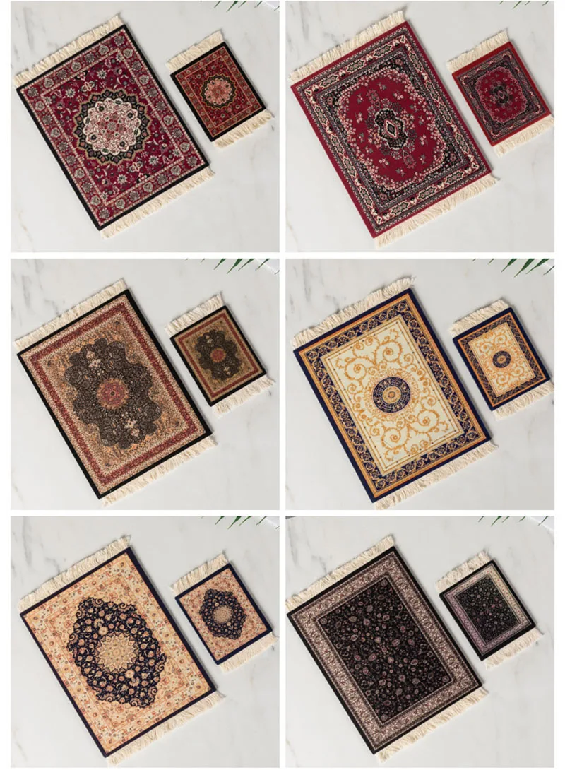Anime Figure Scene Accessory Mini Dolls Bedroom Retro Carpet Nordic Style Carpets For Diy Decoration Print Floor Mats Toys