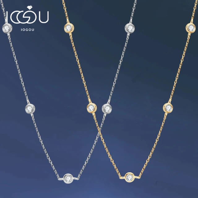 колье IOGOU, стерлинговое серебро 925 пробы, круглая цепочка 2,5 мм/4,0 мм, цвет D, муассанитовое ожерелье для женщин и девочек, подарок 2023, новинка ювелирных изделий