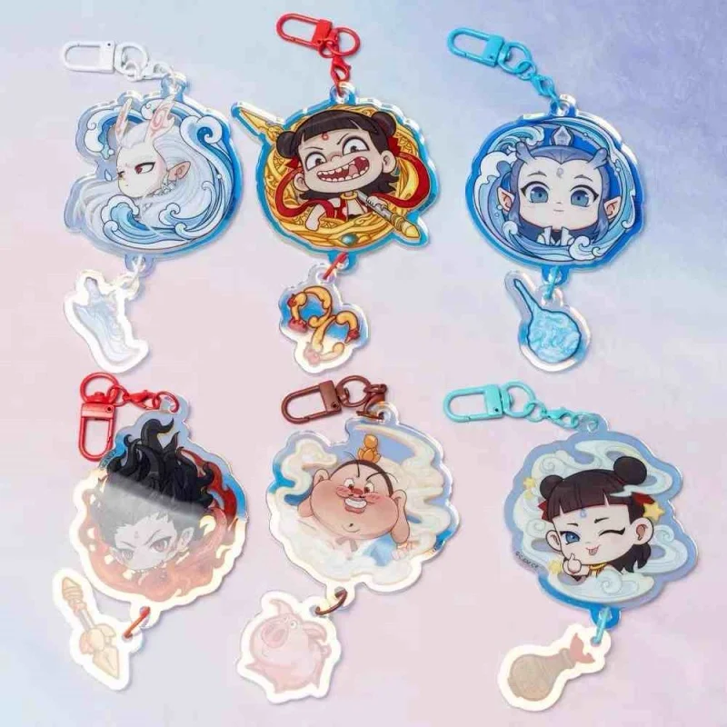 

Nezha Aobing Keychain Pendant Aoguang Taiyi Nezha Movie Accessories High Beauty Homemade Bag Hanging Acrylic Pendant Keychain