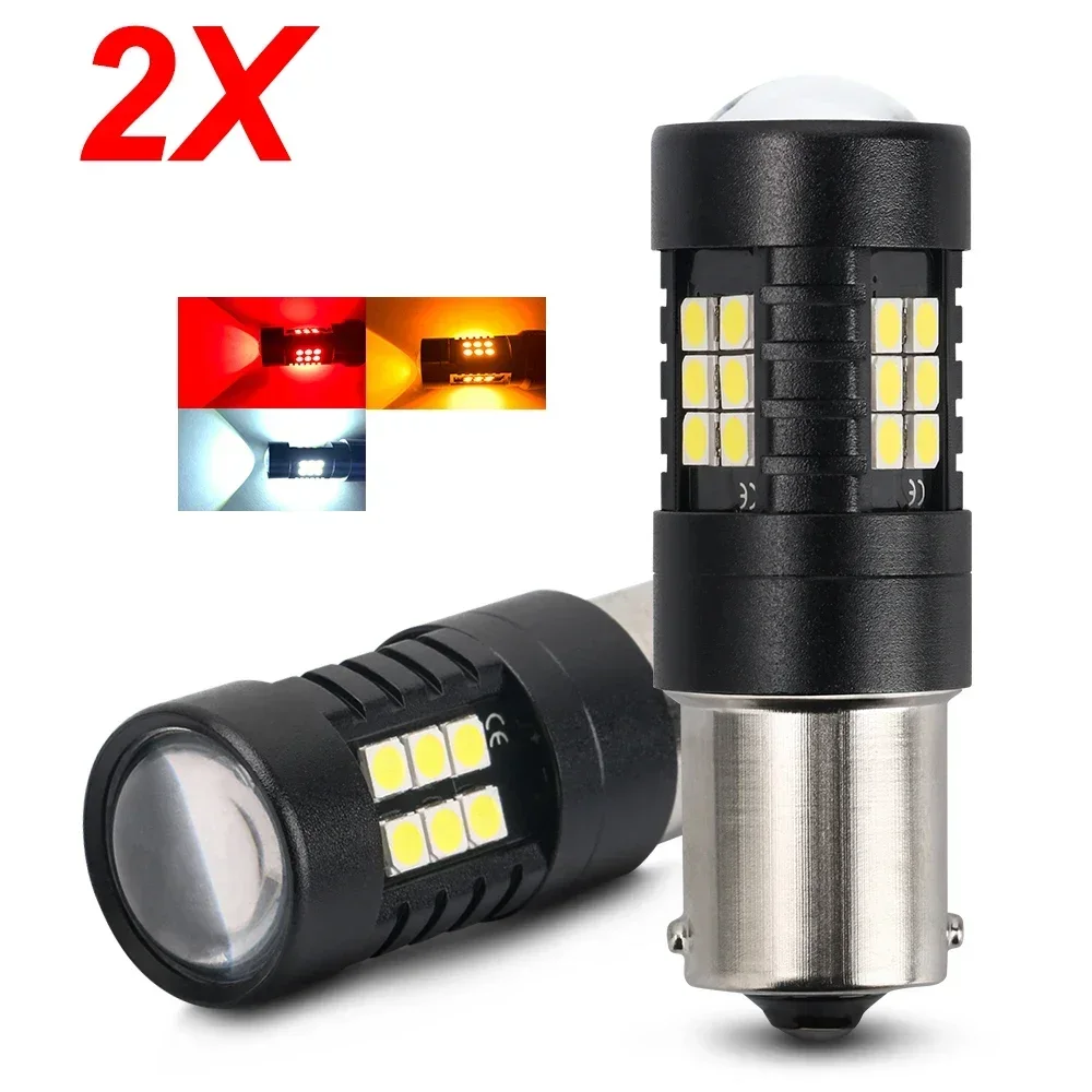 2pcs P21W LED 1156 BA15S PY21W BAU15S 1157 BAY15D P21/5W 7443 W21/5W 3157 Bulbs Car Lights Turn Signal Reverse Brake Light 12V