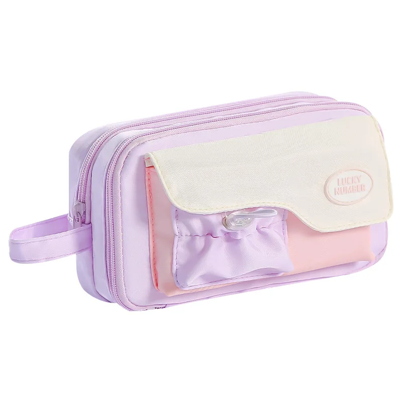 

Лавандовая сумка-держатель для карандашей, органайзер для канцелярских принадлежностей, сумка для ручек, коробка INS, школьные принадлежности, подарочная ручка, косметичка ярких цветов, Рождество