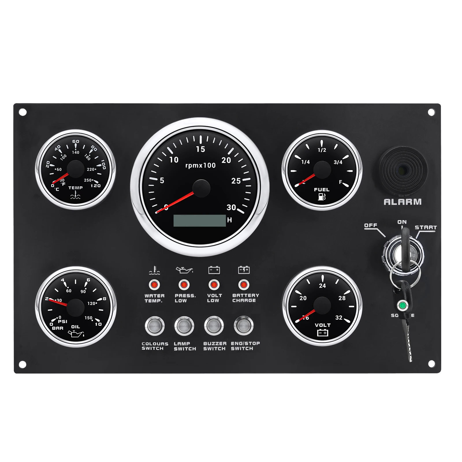 Boots-Armaturenbrett, 5 Gauge-Set, Schalttafel, 85 mm Drehzahlmesser, 3000 U/min–8000 U/min + 52 mm Voltmeter, Ölpresse, Kraftstoffstandsmesser, individuell – Detail 9